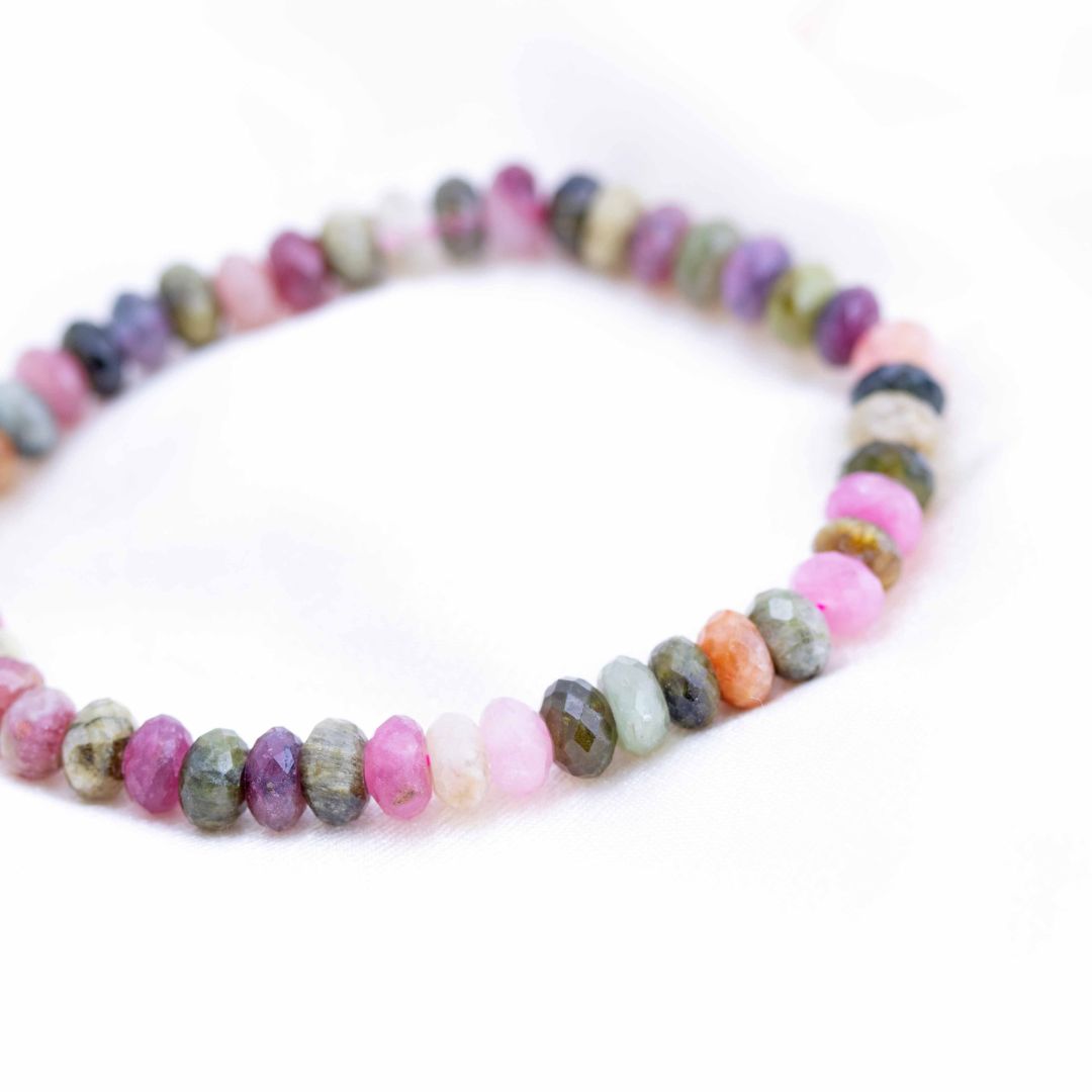 Tourmaline Multi Colour Facetted Button Bracelet