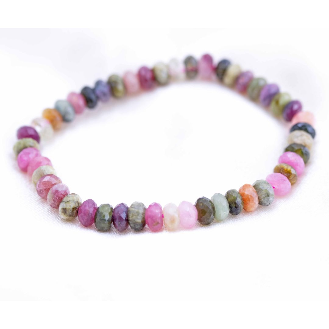 Tourmaline Multi Colour Facetted Button Bracelet