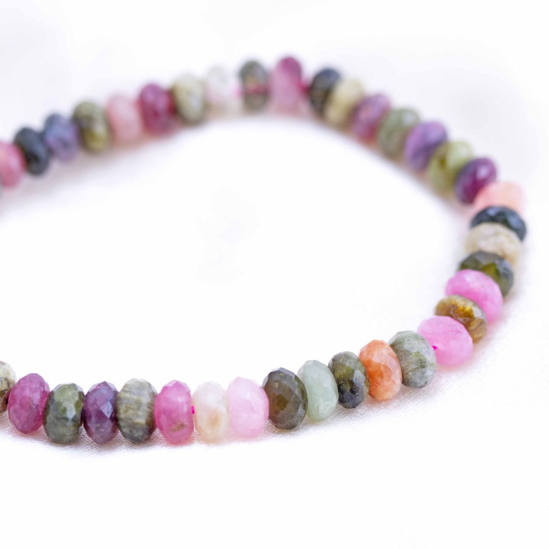 Tourmaline Multi Colour Facetted Button Bracelet