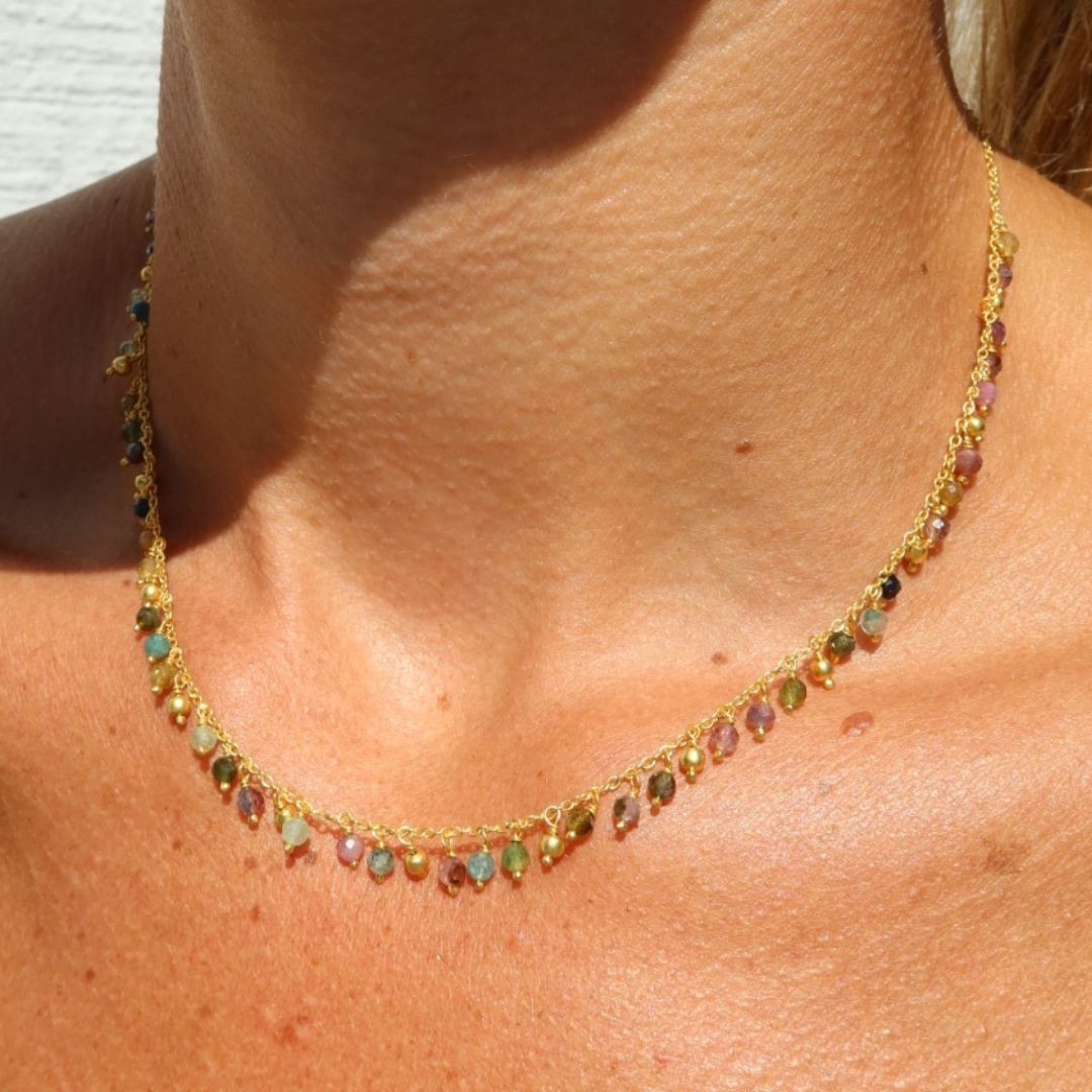 Multi Tourmaline Charm Necklace