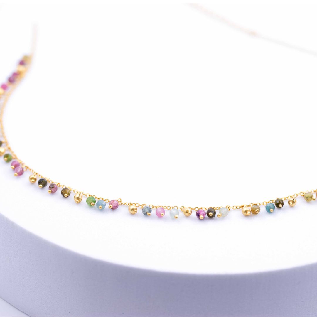 Multi Tourmaline Charm Necklace