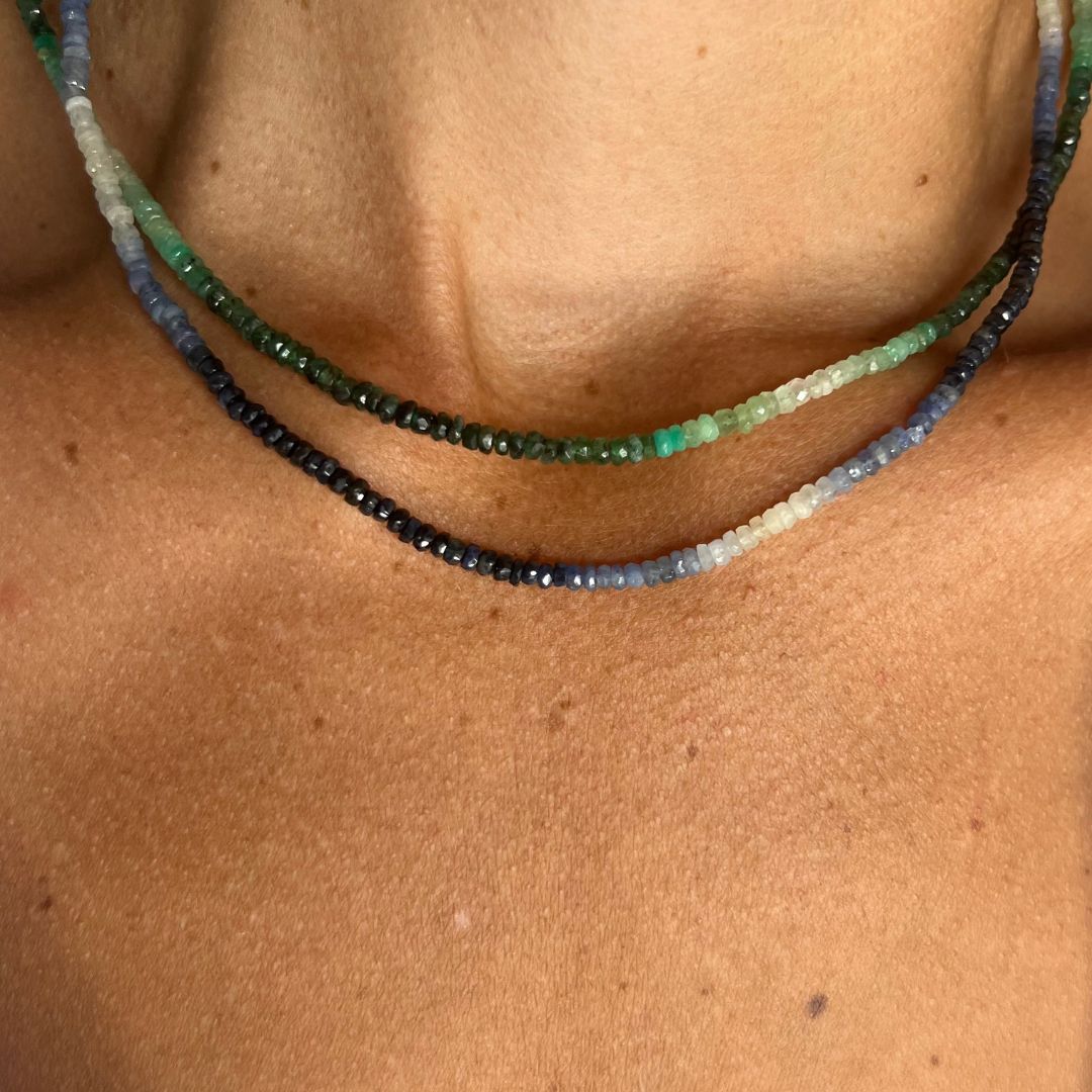 Emerald Button Stone Necklace
