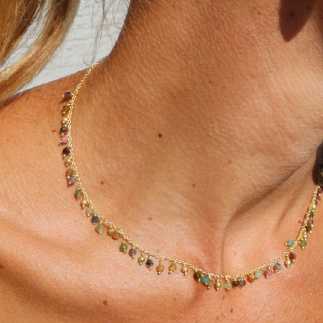 Multi Tourmaline Charm Necklace