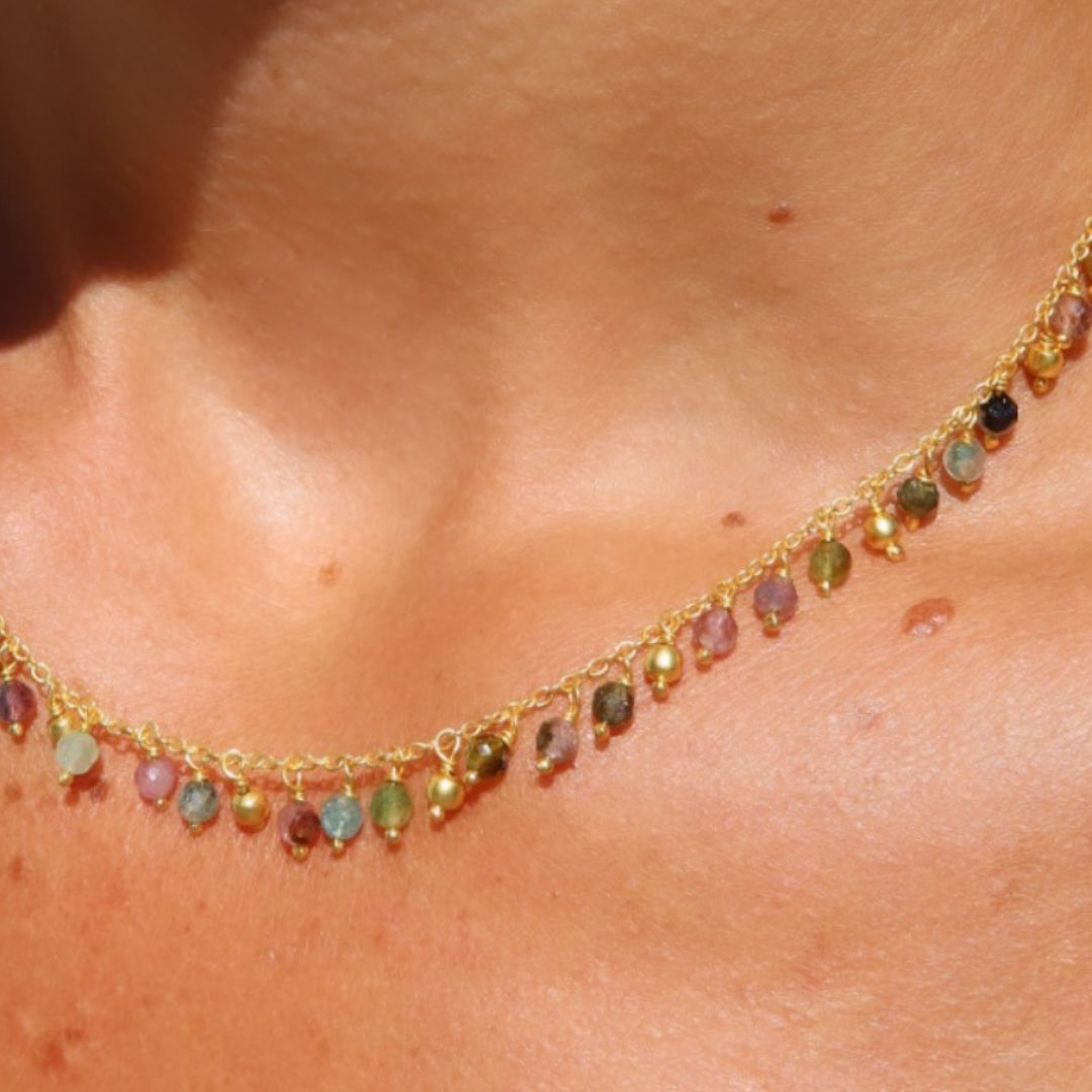 Multi Tourmaline Charm Necklace