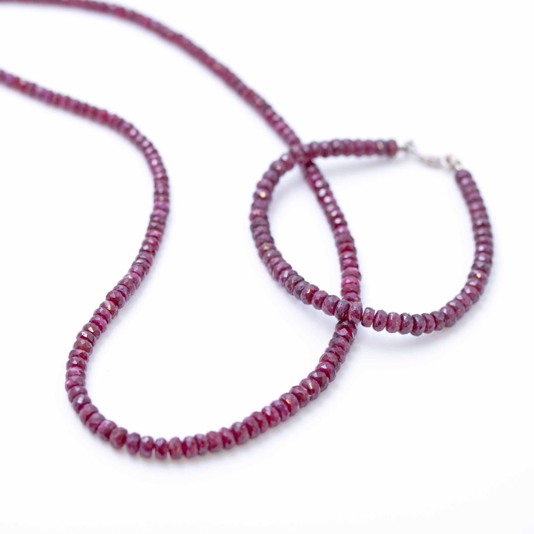 Ruby Button Stone Necklace