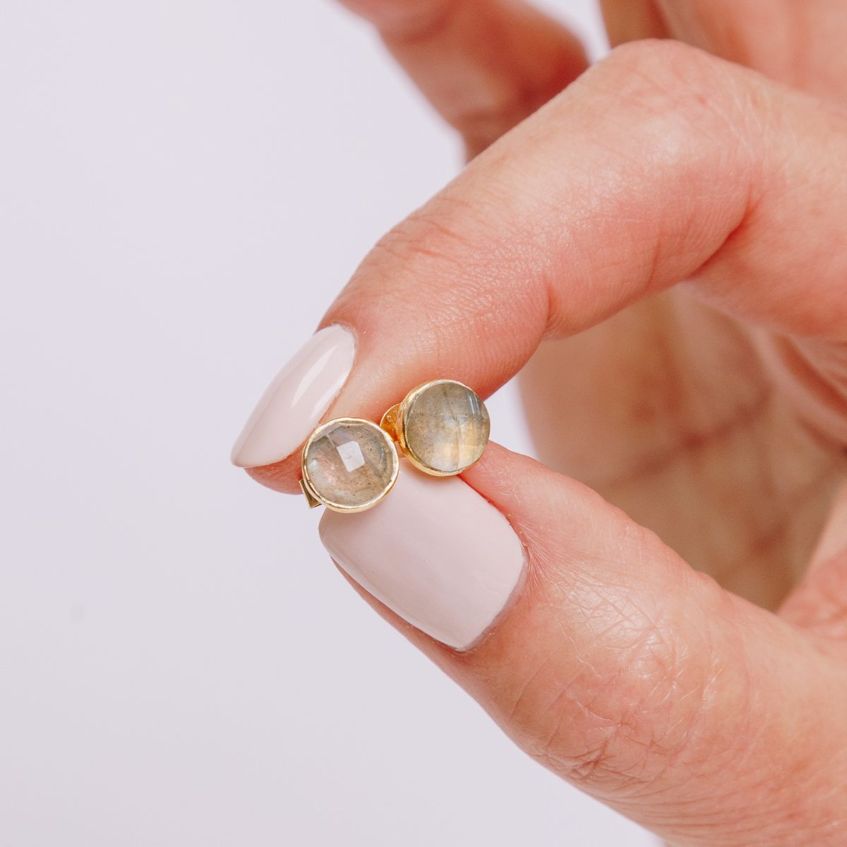 Pink Sapphire Round Gemstone Stud Earrings in Platinum (5.1 mm)