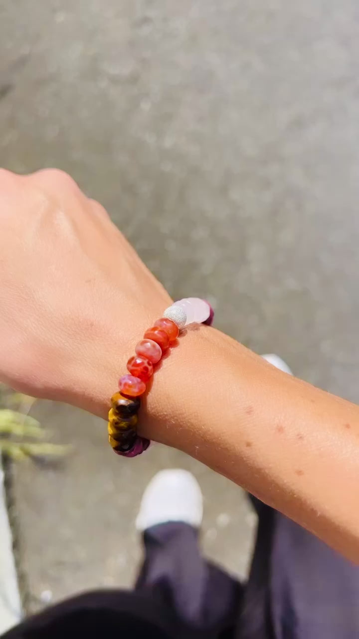 Sweet Pink Tigers Eye Mix Bon Bon Stone Bracelet