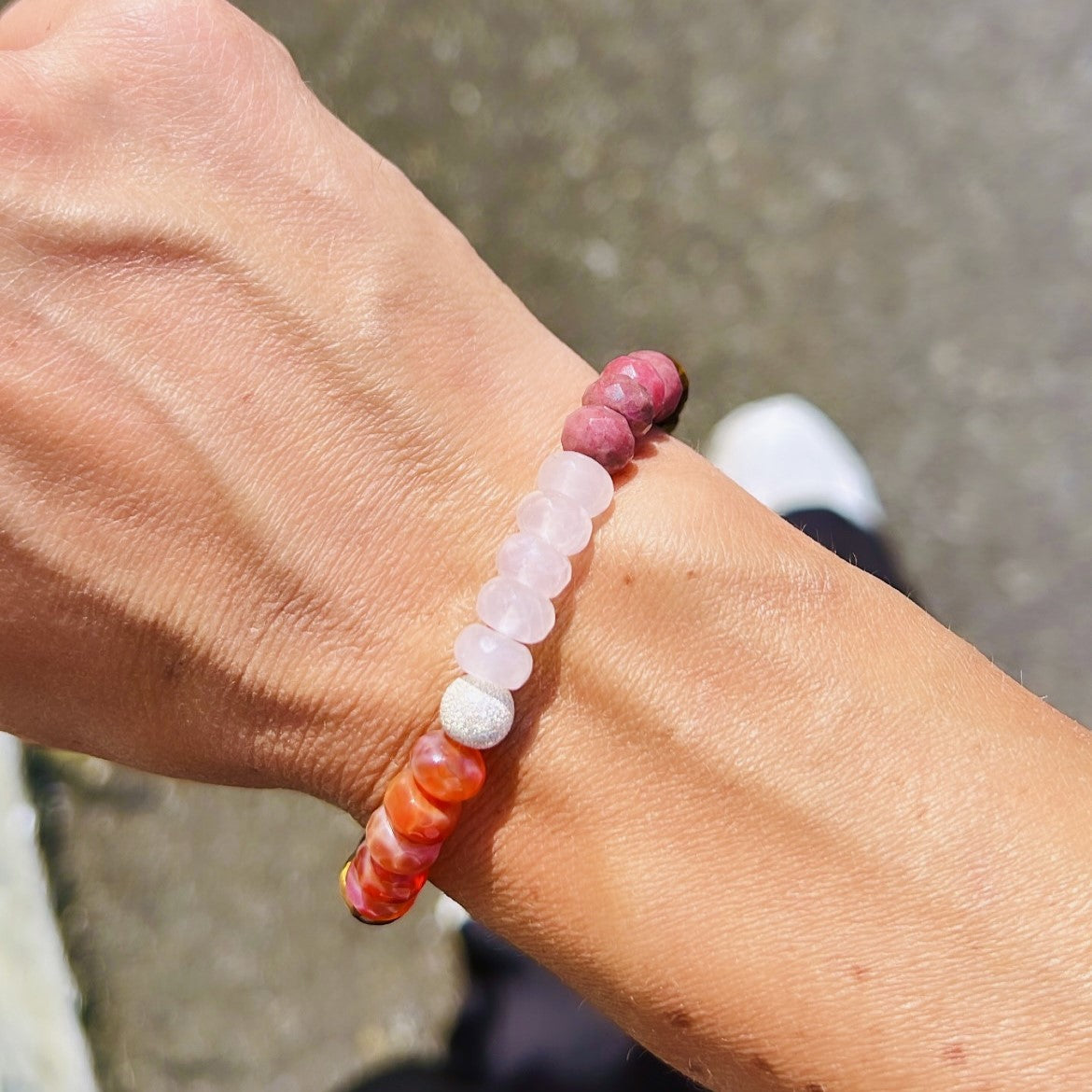 Sweet Pink Tigers Eye Mix Bon Bon Stone Bracelet