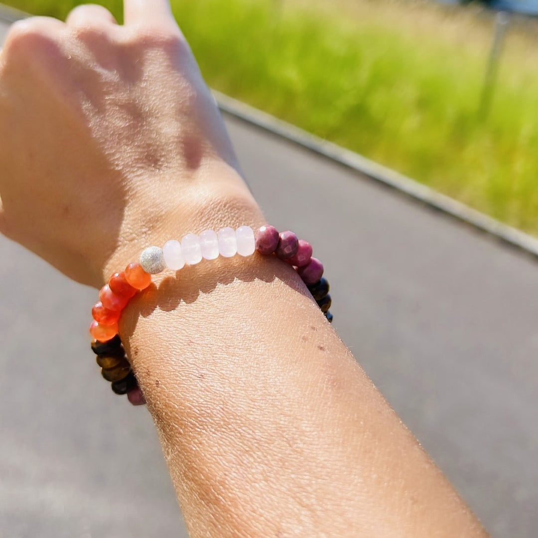 Sweet Pink Tigers Eye Mix Bon Bon Stone Bracelet