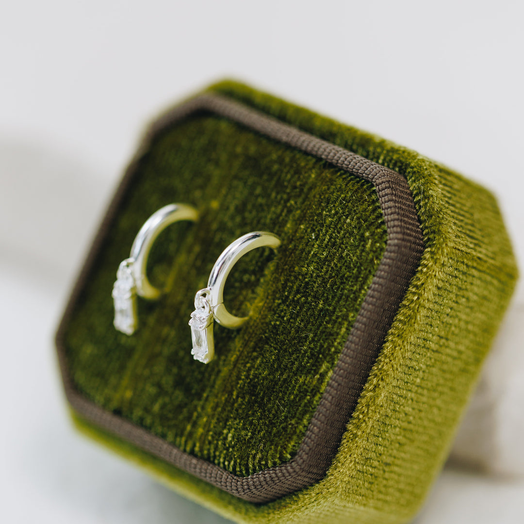 Classic Silver Drop Huggie Earrings