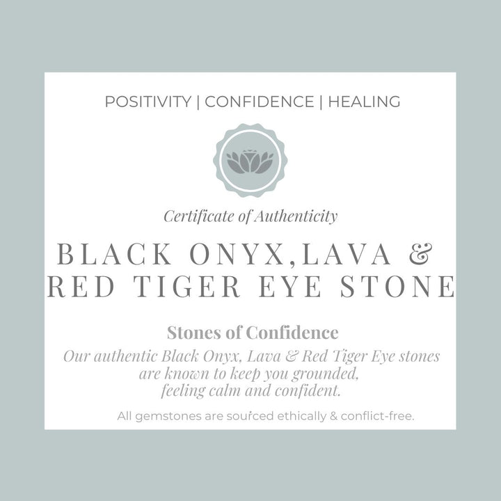 Black Onyx, Lava Stone, and Red Tiger Eye Men's Bracelet certificate 