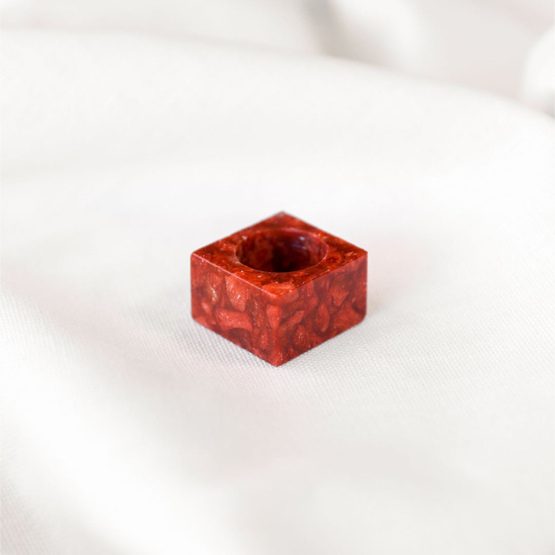 Red Coral Square Stone Ring - Robyn Real Jewels