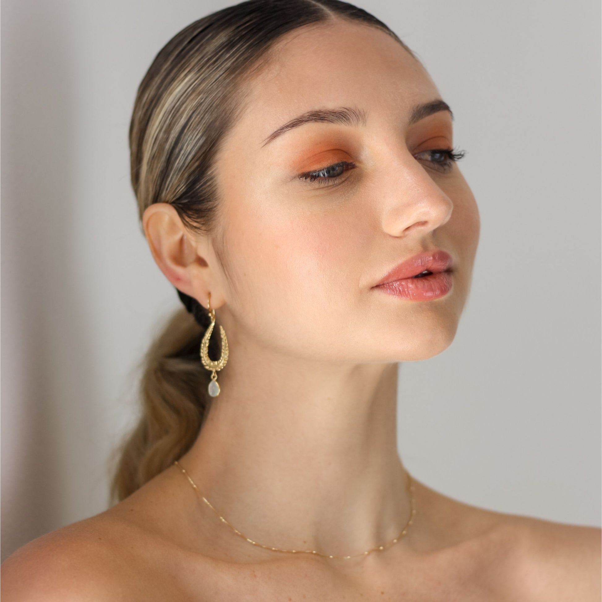 Organic Leaf Aqua Chalcedony Drop Earrings - Robyn Real Jewels