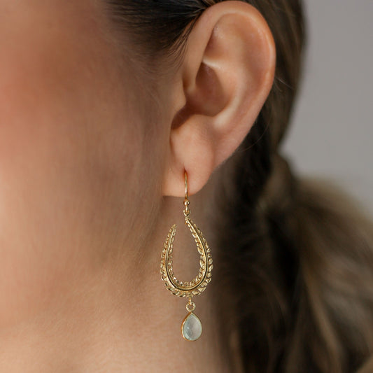 Organic Leaf Aqua Chalcedony Drop Earrings - Robyn Real Jewels