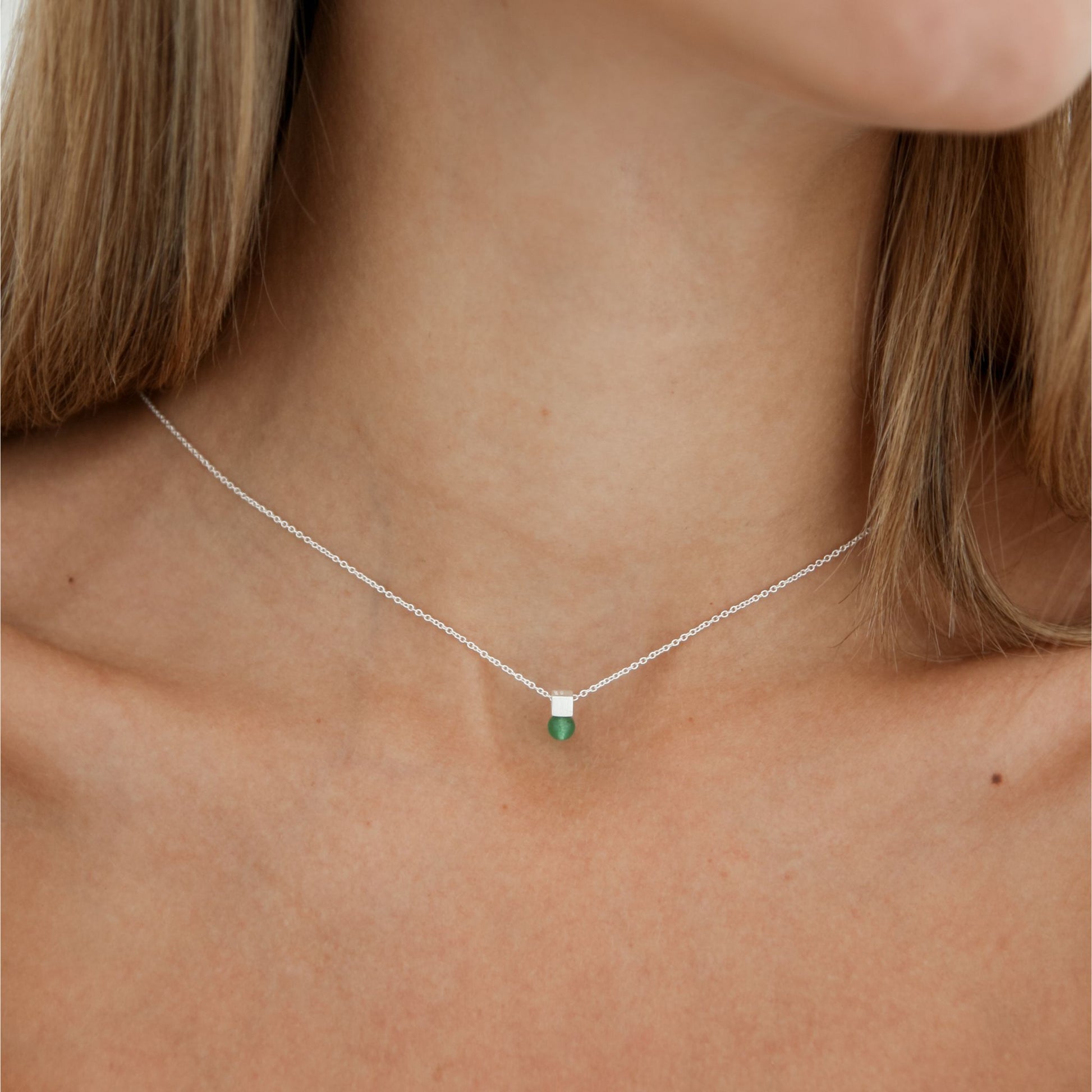 Cube Malachite Stone Necklace - Robyn Real Jewels