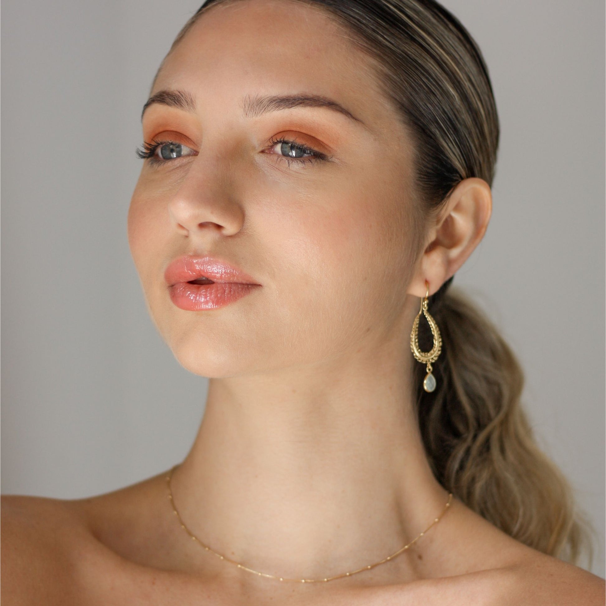 Organic Leaf Aqua Chalcedony Drop Earrings - Robyn Real Jewels