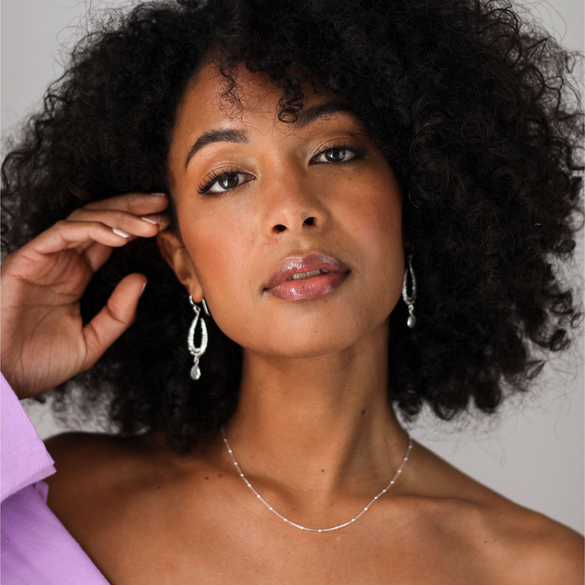 Organic Leaf Aqua Chalcedony Drop Earrings - Robyn Real Jewels