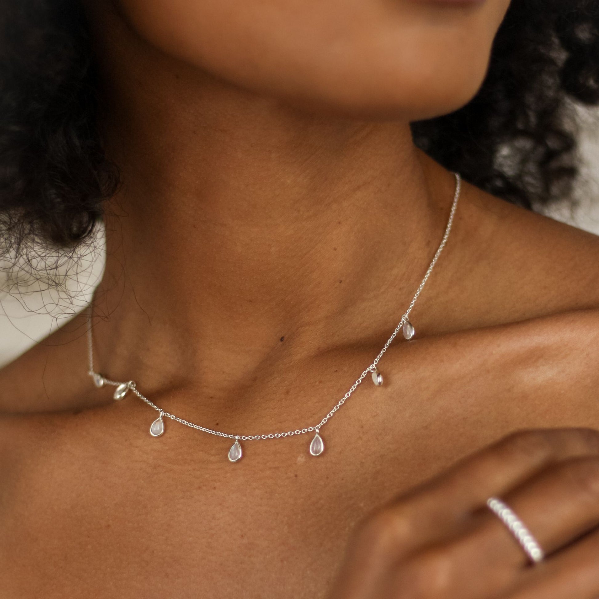 Moonlit – Moonstone Teardrop Necklace, Silver