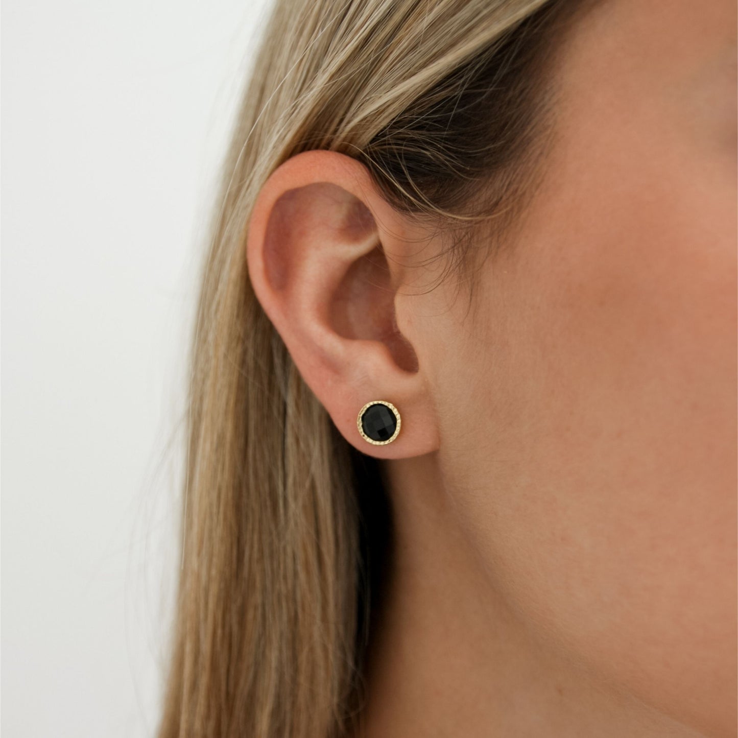 Tourmaline Stone Hammered Stud Earrings