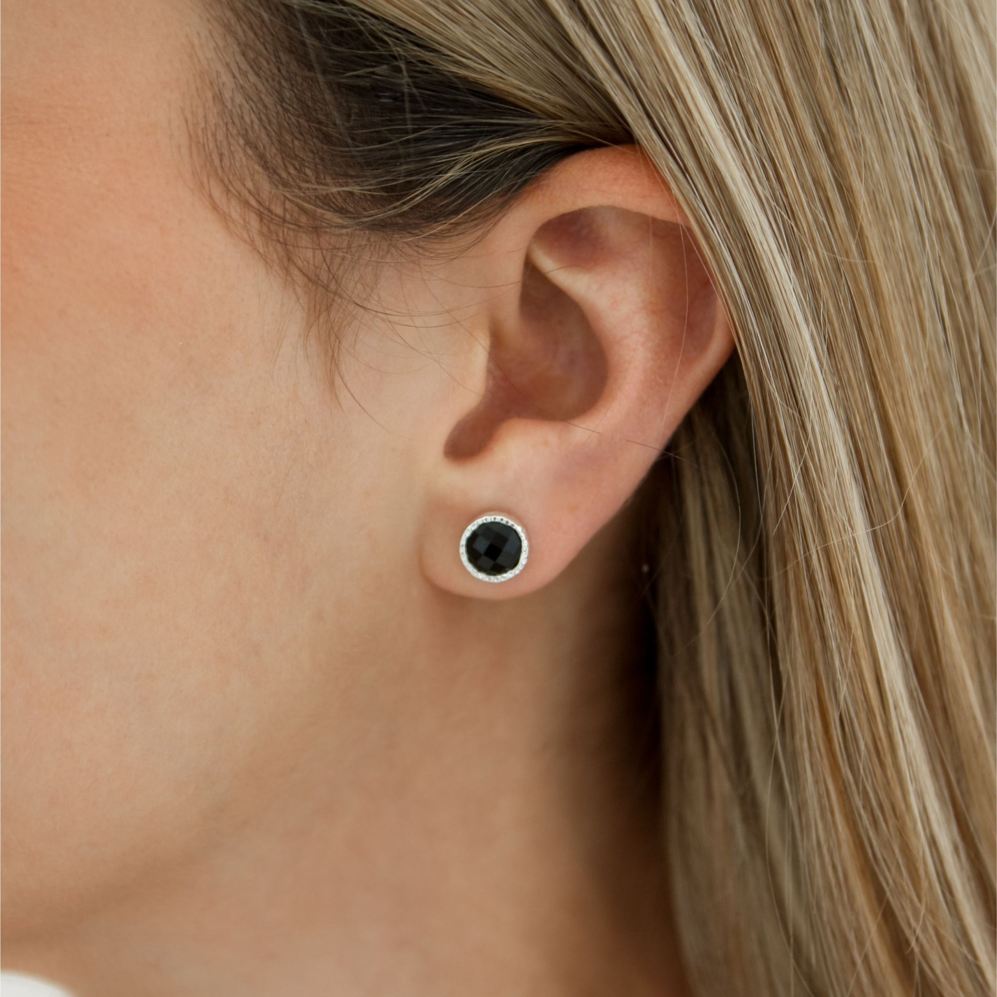 Tourmaline Stone Hammered Stud Earrings