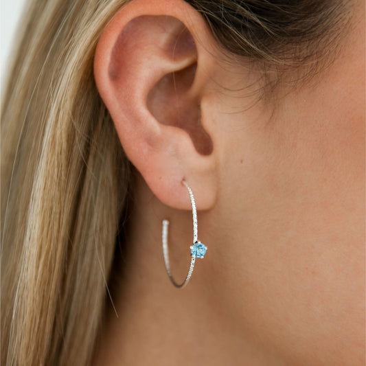 Aquamarine Stone Hoops