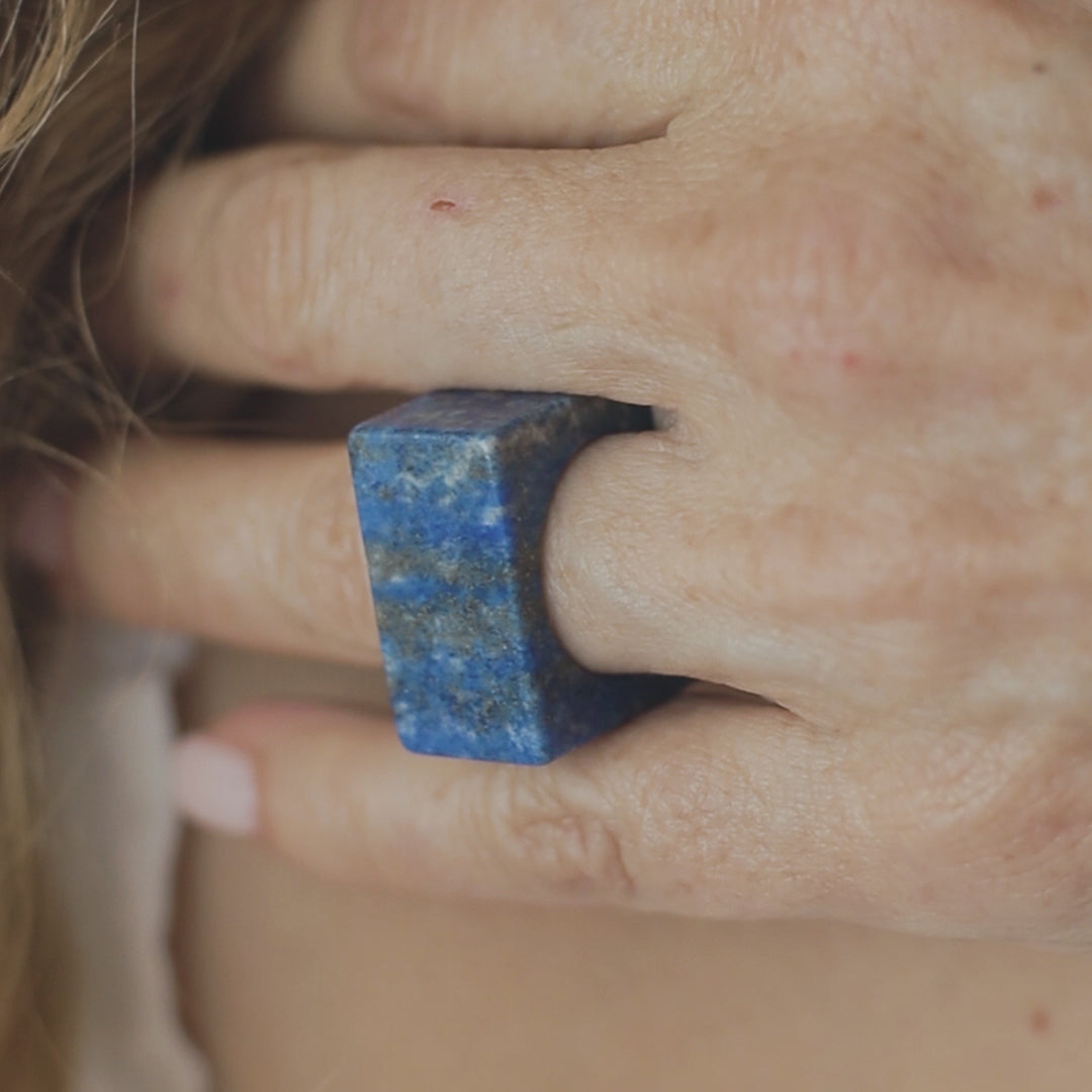 Lapis Square Stone Ring - Robyn Real Jewels