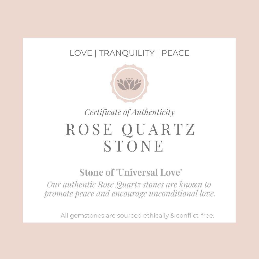 Rose Quartz Stone Bracelet certificate