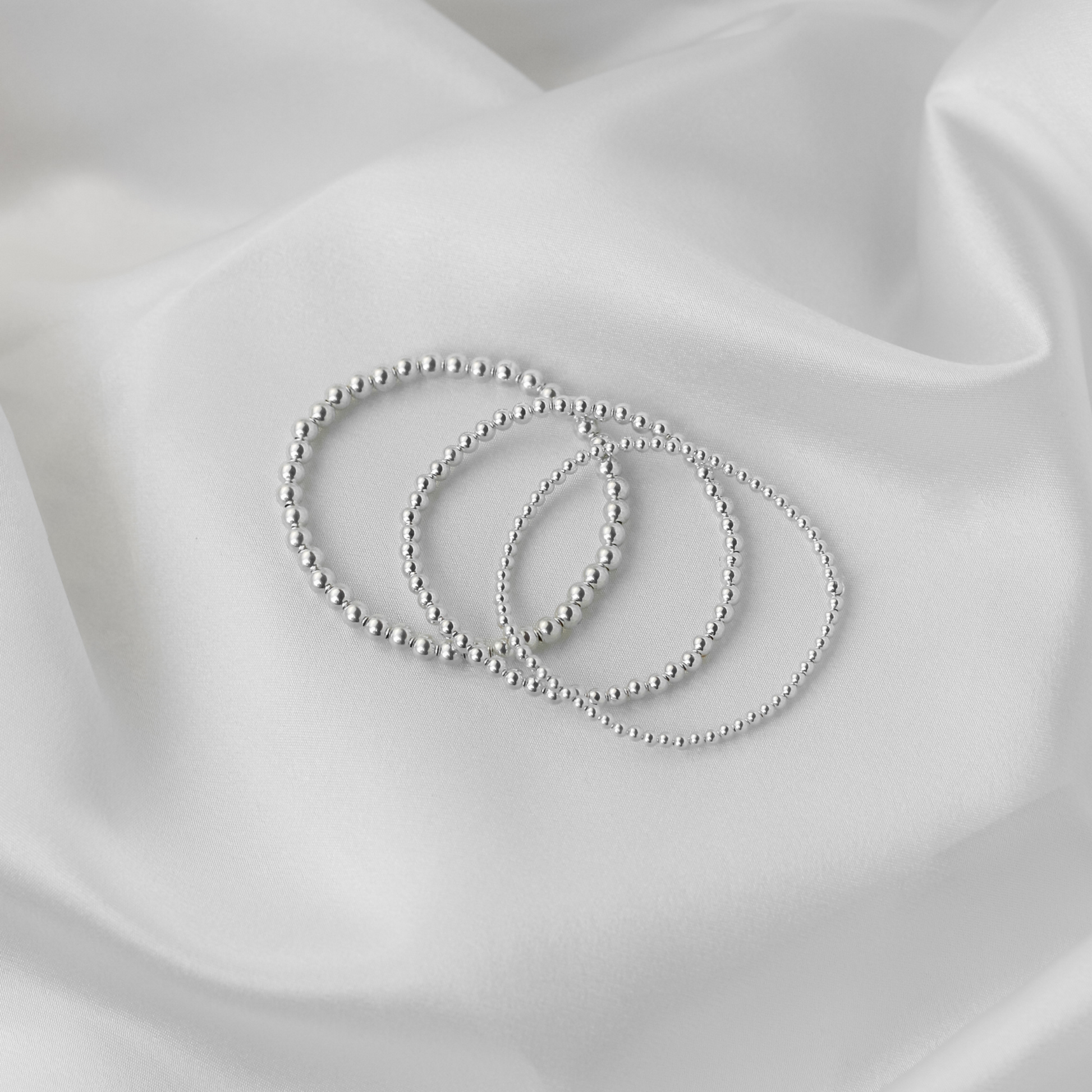 Silver Beaded Stacking Bracelet - Robyn Real Jewels 