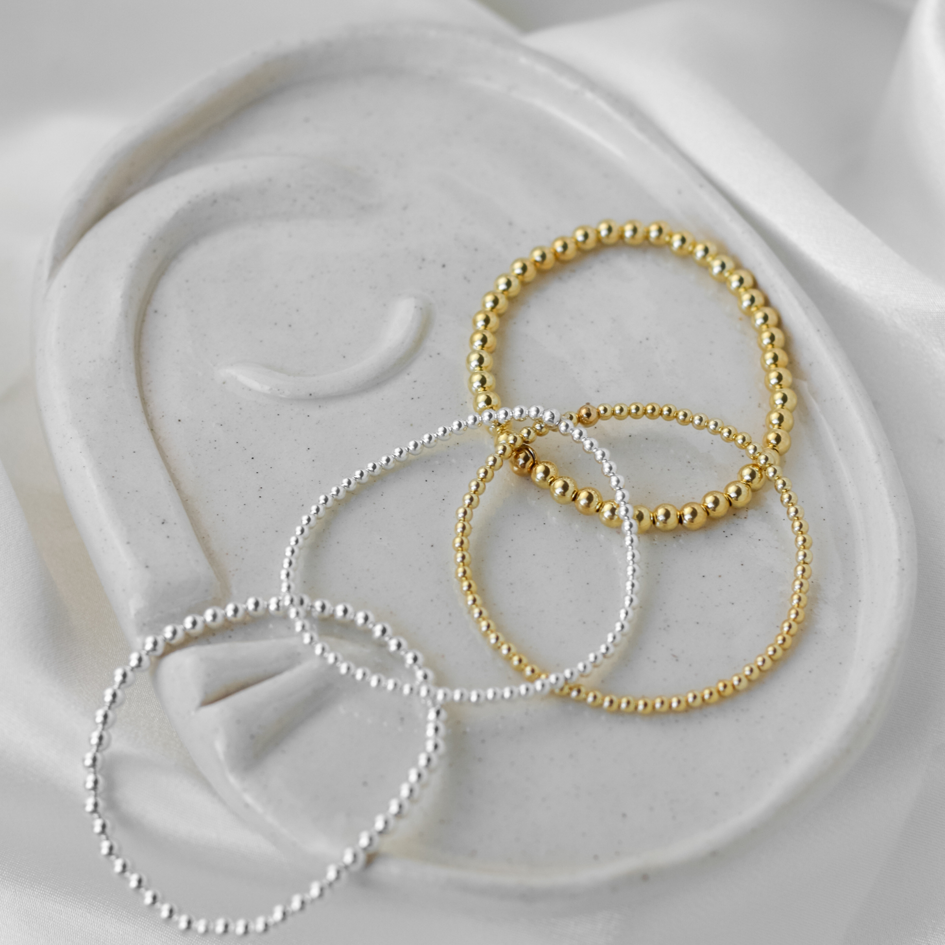 Silver Beaded Stacking Bracelet - Robyn Real Jewels