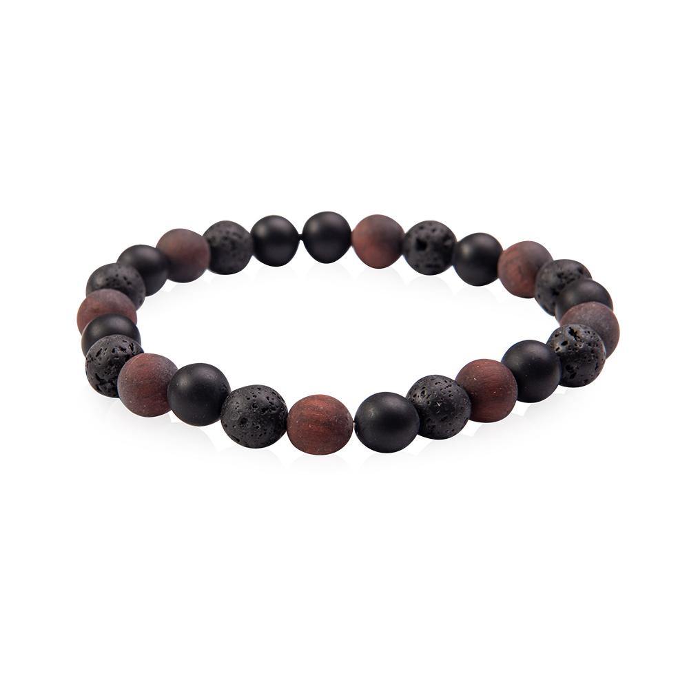 Black Onyx, Lava Stone, and Red Tiger's Eye Mens Bracelet - Robyn Real Jewels