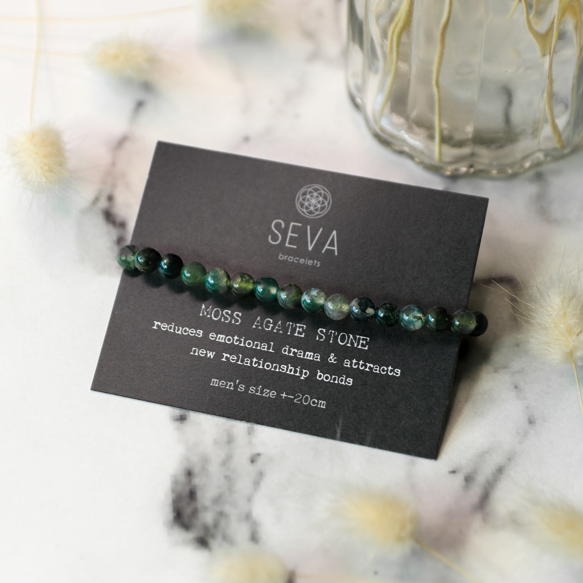 Moss Agate Stone Men's Bracelet card