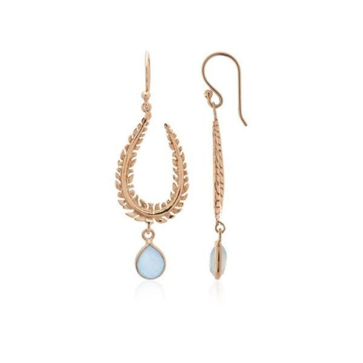 Organic Leaf Aqua Chalcedony Drop Earrings - Robyn Real Jewels