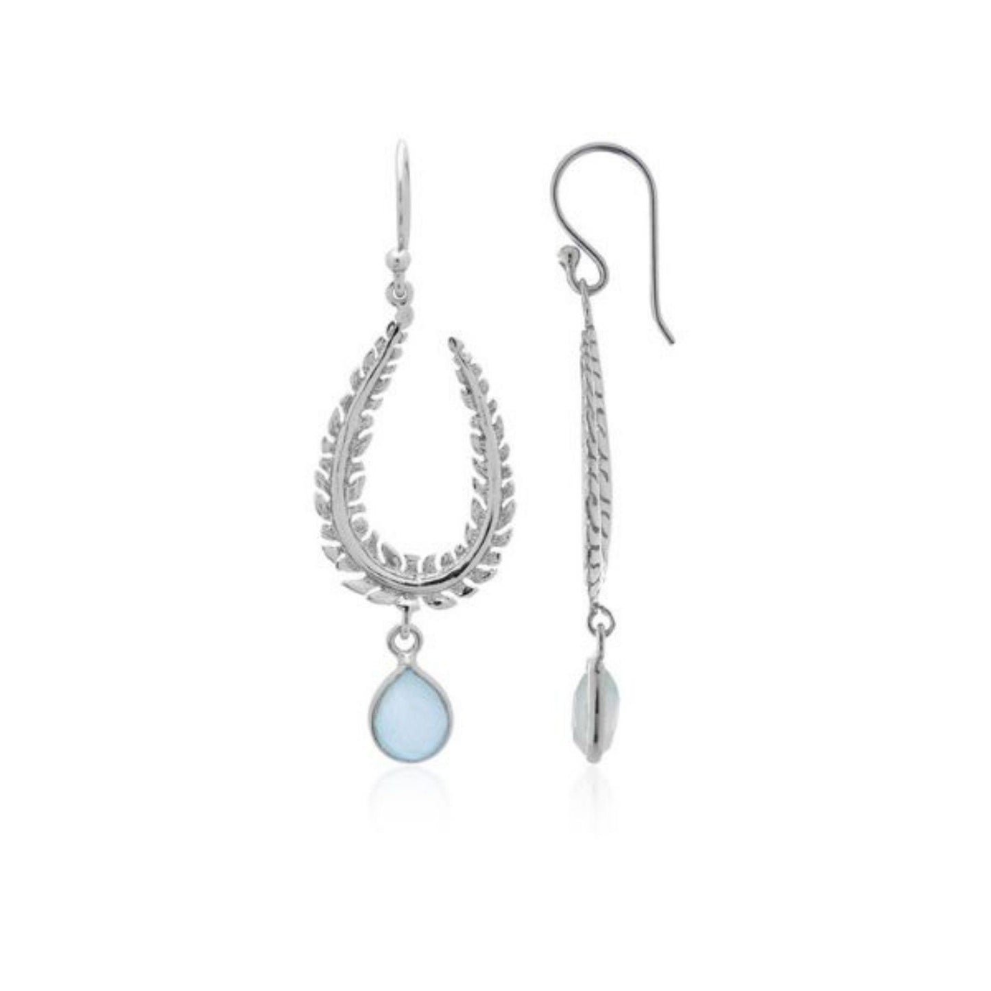Organic Leaf Aqua Chalcedony Drop Earrings - Robyn Real Jewels