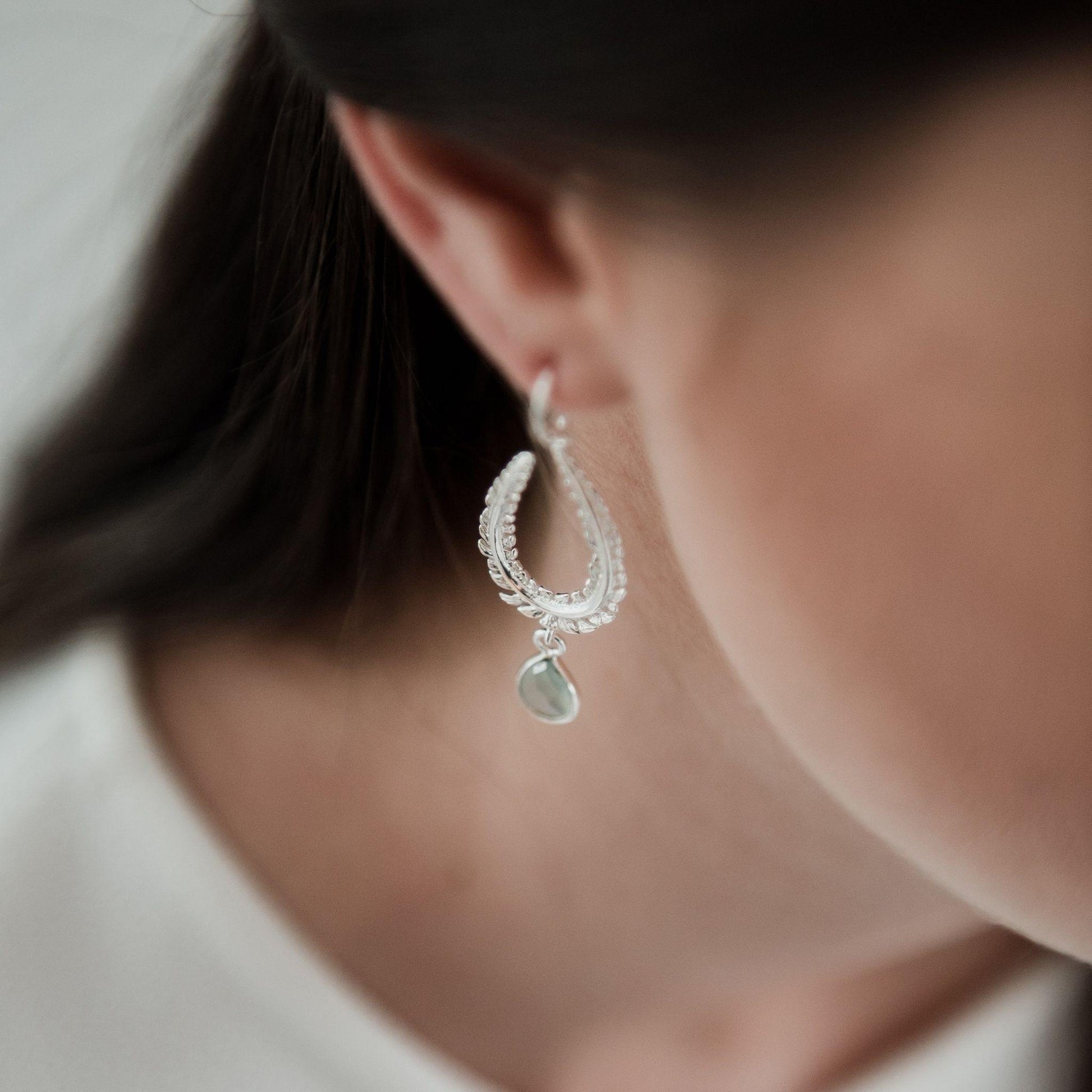 Organic Leaf Aqua Chalcedony Drop Earrings - Robyn Real Jewels