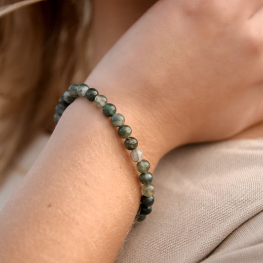 Moss Agate "Safari" Bracelet model image 