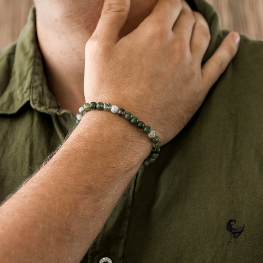 Moss Agate Stone Men's Bracelet - Robyn Real Jewels