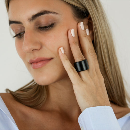Black Onyx Round Ring - Robyn Real Jewels 